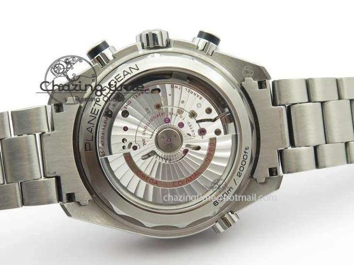 0413 Sustainable Planet Ocean Master Chronometer Chrono SS OM 1:1 Best Edition Black Dial On SS Bracelet A 8179